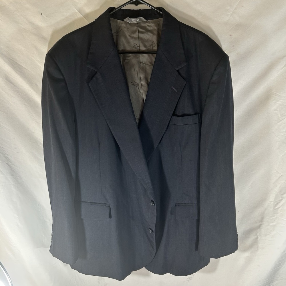 J Canfield Navy Pinstripe Blazer Mens 52 Made USA Suit Jacket 2 Button